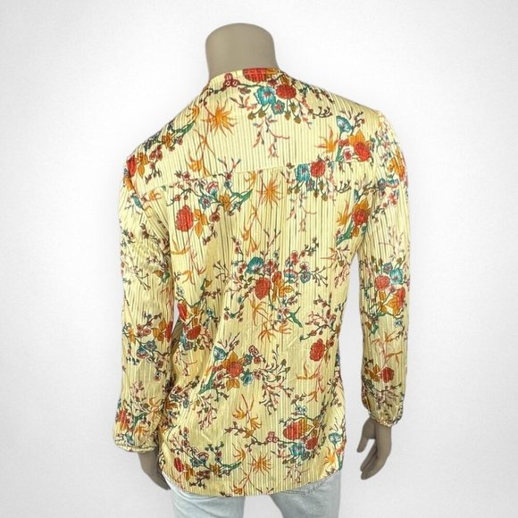 Vintage 70s Floral Long‎ Sleeve Blouse M - Picture 3 of 6